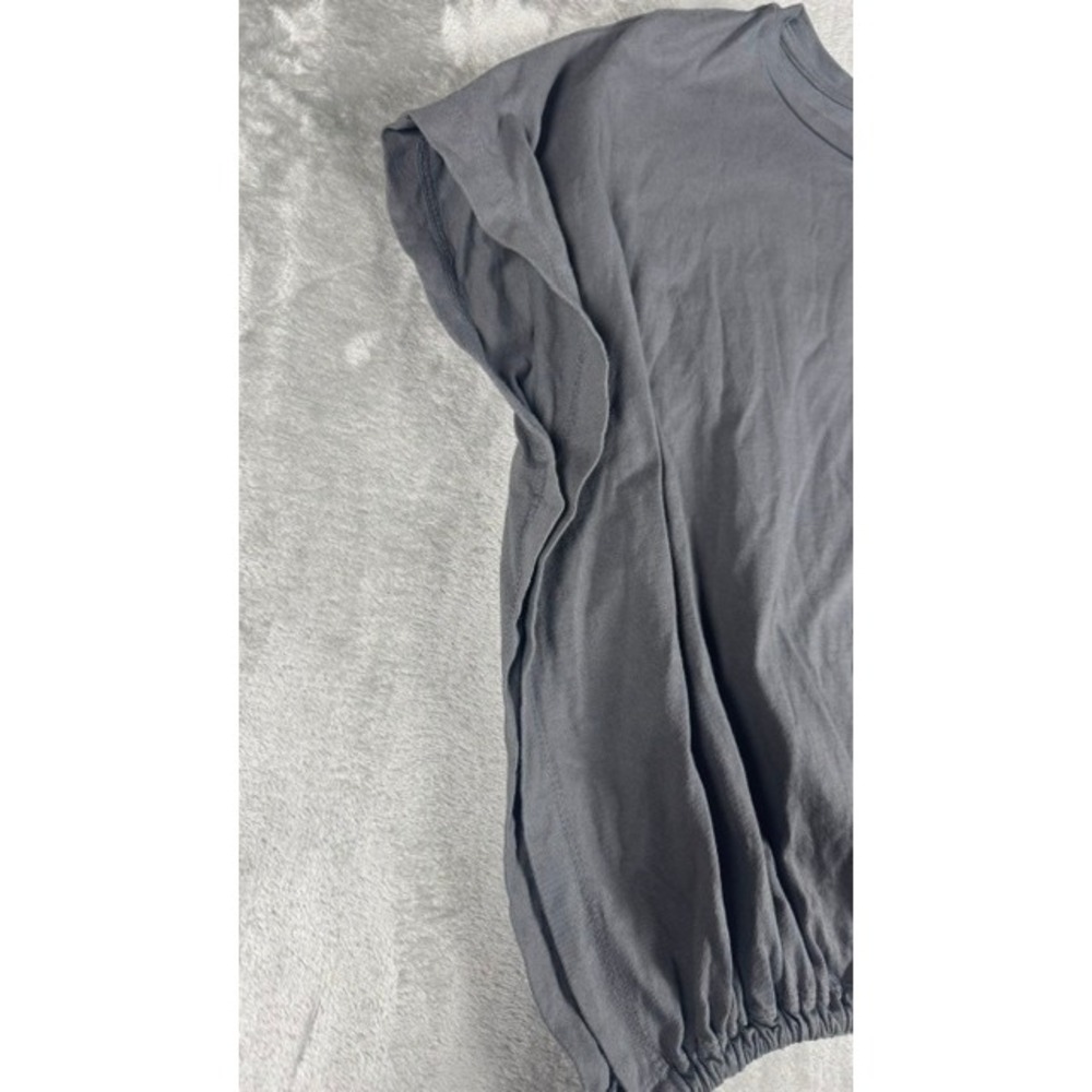 Eri‎ + Ali Top Womens Medium Gray Side Tie Cinched Hem Cotton Blouse - Picture 8 of 9